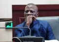 Civil Law Court Judge Kennedy Peabody sits in court before his suspension by the Supreme Court of Liberia for ethics violations in a land dispute case.