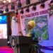 First lady Kartumu Boakai speaking into the microphone