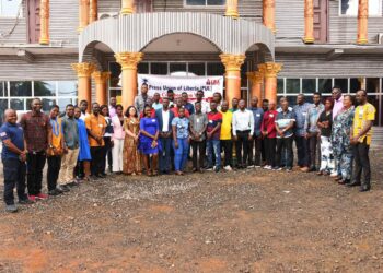 Group photo of journalists and officials from the Press Union of Liberia and Liberia Revenue Authority during a two-day tax reporting training in Kakata, Margibi County.