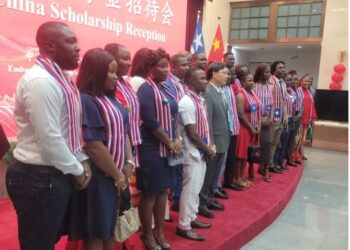Group photo of Liberian students awarded scholarships by the Chinese Government, set to study in China and at local universities.