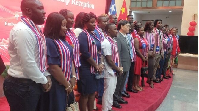 Group photo of Liberian students awarded scholarships by the Chinese Government, set to study in China and at local universities.