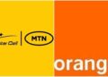 Logos of Lonestar Cell MTN and Orange Liberia side by side, symbolizing Liberia’s two major mobile money providers affected by the new 2% cash-out fee policy.