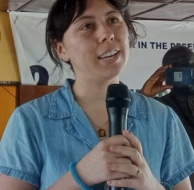 Pro-Life Global Vice President Melenie S. Sharp addresses Liberian students during a pro-life advocacy training in Brewerville.