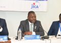 J. Cyrus Saygbe Sr., Liberia’s Acting Fisheries Director General and FCWC Chair, addresses a regional aquaculture development seminar in Abidjan, Côte d’Ivoire.