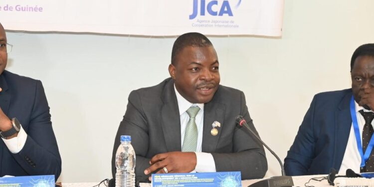 J. Cyrus Saygbe Sr., Liberia’s Acting Fisheries Director General and FCWC Chair, addresses a regional aquaculture development seminar in Abidjan, Côte d’Ivoire.
