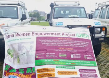 Toyota Land Cruiser vehicles and motorbikes donated by Plan International Liberia to support the Liberia Women Empowerment Project’s outreach in rural communities.