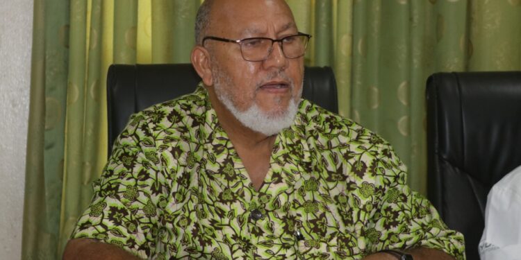 FDA boss Rudolph Merab at a press briefing amid allegations he pushed a community forest into a logging deal with his friend’s company.