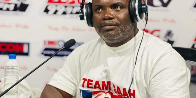 Senator Saah Joseph speaking during a press appearance