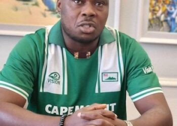 Samir Kamara, newly appointed head coach of Grand Cape Mount County, addresses the media ahead of the National County Sports Meet.