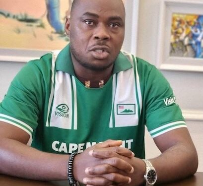 Samir Kamara, newly appointed head coach of Grand Cape Mount County, addresses the media ahead of the National County Sports Meet.