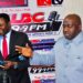 Unity Party Chairman Luther Tarpeh and CMC leader Musa Hassan Bility during a radio appearance in Monrovia, Liberia