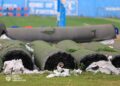 Rolled artificial turf handed over by LFA for installation at Grand Cape Mount County’s Momo Taweh Sports Pitch