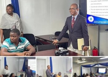 University of Liberia public health students attend orientation at NPHIL, led by Dr. Dougbeh Nyan and Roseline George, as part of a national Mpox response internship.
