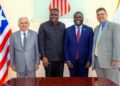 enator Jack Reed and Congressman Gabe Amo of Rhode Island with Vice President Jeremiah Koung and U.S. Embassy officials during Liberia visit