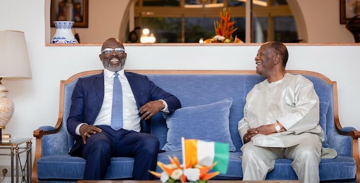Former Liberian President George Weah and Ivorian President Alassane Ouattara meet in Abidjan to discuss regional economic challenges and reaffirm bilateral ties.