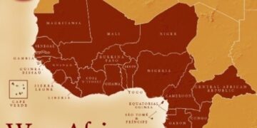 Map of West Africa highlighting countries participating in the ECOWAS Free Roaming mobile agreement.