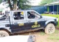 Liberia Drug Enforcement Agency vehicle in Nimba County amid controversy over escape of notorious drug suspect Charles Taylor