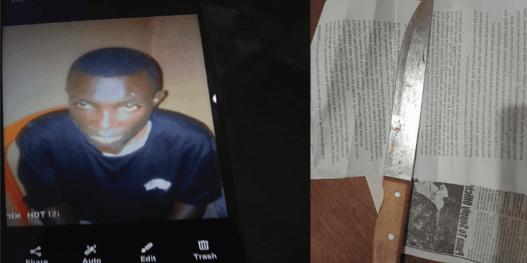 Photo of Jeremiah Souh, suspect in Smell No Taste fatal stabbing case. Knife allegedly used in fatal stabbing in Smell No Taste, Margibi County, Liberia.