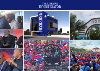 Collage of CDC headquarters, leaders, and supporters during final legal battle over Congo Town property