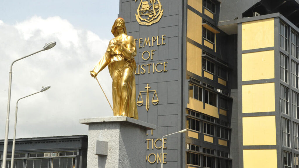 Golden statue of Lady Justice in front of Liberia’s Temple of Justice, where the Judiciary will launch a weeklong personnel verification and credential audit.