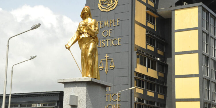 Golden statue of Lady Justice in front of Liberia’s Temple of Justice, where the Judiciary will launch a weeklong personnel verification and credential audit.