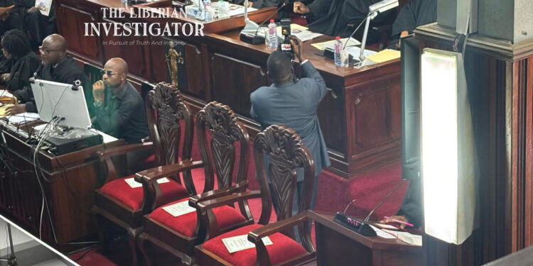 Empty seats during Chief Justice Sie-A-Nyene Yuoh’s retirement ceremony after Legislature and Executive boycott