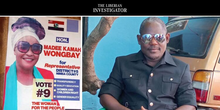 Collage showing Bories Barlea and campaign poster of Madee Kamah Wongbay, both demanding a recount in the Nimba District 5 by-election