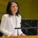 Annalena Baerbock speaking at the UN General Assembly in New York.