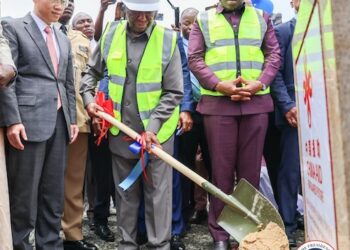 President Joseph Boakai and Chinese Ambassador Yin Chengwu break ground for two overpass bridges in Monrovia