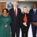 CBL Governor Henry Saamoi (third from right in blue suit) with MCC delegation after discussing Liberia’s infrastructure, financial inclusion, and private-sector growth.