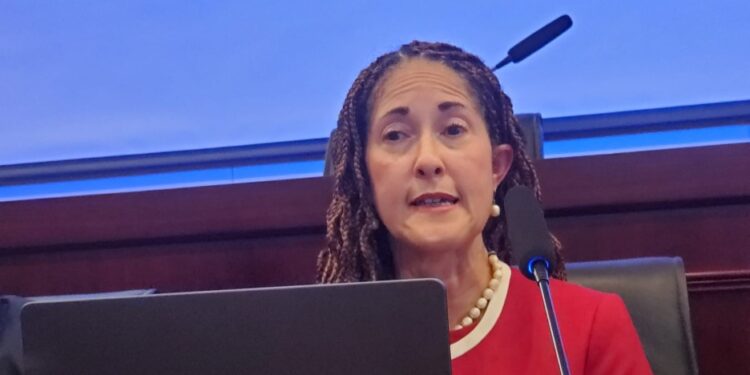 University of Liberia President Dr. Layli Maparyan testifies before the Senate on urgent $500K funding request