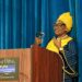 Liberia’s First Lady Kartumu Yarta Boakai delivering a speech at the TUFH 2025 Global Health Conference in Pennsylvania, calling for global support to strengthen Liberia’s healthcare system.