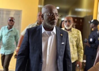Former House Speaker J. Fonati Kofa at the Temple of Justice in Monrovia as court postpones ruling on his motion to suppress evidence in a high-profile case