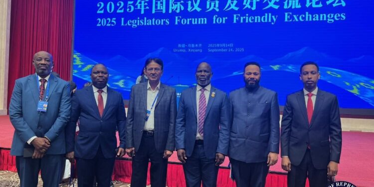Liberia’s House Speaker Richard Nagbe Koon with fellow lawmakers at the 2025 Legislators Forum for Friendly Exchanges in Beijing, China.