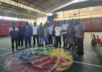 Liberia Basketball Association officials and coaches at the launch of a FIBA-backed certification program in Paynesville to enforce coaching standards