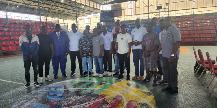 Liberia Basketball Association officials and coaches at the launch of a FIBA-backed certification program in Paynesville to enforce coaching standards