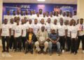 Group photo of participants at the Liberia Football Association Sports Medics Workshop in Monrovia, Liberia, focused on player safety and injury prevention