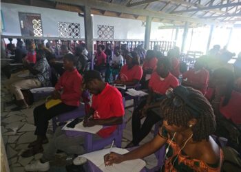 Journalism students attending the 5th Fact-Checking Symposium organized by Local Voices Liberia in Monrovia.
