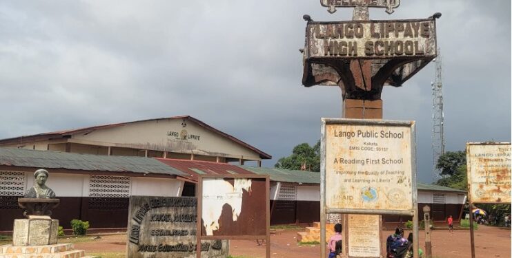 Front view of Lango Lippaye High School in Kakata, Liberia, at the center of controversy after clearing all students for graduation despite poor WASSCE results