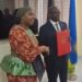 Liberian Foreign Minister Sara Beysolow Nyanti and Rwandan Foreign Minister Olivier Nduhungirehe sign visa-free and cooperation agreements in Monrovia.
