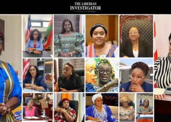 Collage of Liberia’s top women leaders, highlighting a Liberian Investigator survey that found most employ men as chiefs of staff despite calls for gender equity.