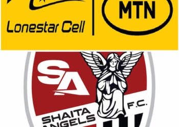 Logos of Lonestar Cell MTN and Shaita Angels Football Club, partners in a new 2025–26 sponsorship deal in Liberia’s Upper Women’s League