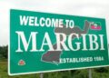 Welcome to Margibi County road sign highlighting the center of political tensions over government representation in Liberia.