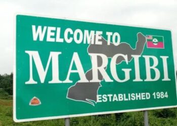 Welcome to Margibi County road sign highlighting the center of political tensions over government representation in Liberia.