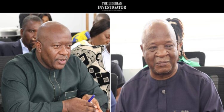 Liberia’s Finance Minister Augustine Ngafuan and Internal Affairs Minister Francis Nyumalin during the 2026 national budget hearings in Monrovia, stressing fiscal discipline and local empowerment