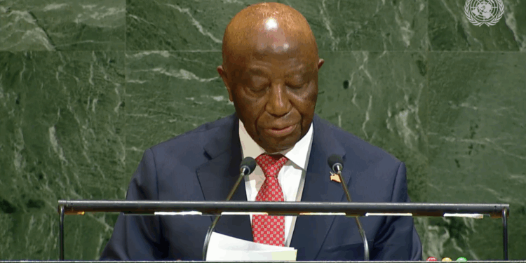 Liberian President Joseph Boakai addresses the 80th United Nations General Assembly in New York, pledging to champion African representation, climate justice, and accountability.