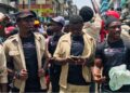 Student Unification Party members gather during a protest at the University of Liberia campus in Monrovia