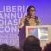 Liberia’s Foreign Minister Sara Beysolow Nyanti addresses the Liberia Annual Diaspora Conference 2025, unveiling a database to map skills of Liberians abroad for national development.