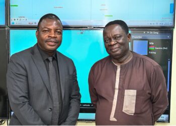 FCWC Chairperson and Liberia’s Acting NaFAA Director General J. Cyrus Saygbe with FCWC Secretary General Dr. Gaston Djihinto in Ghana for 16th Conference of Ministers preparations