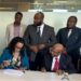 Liberian government officials and Atlas Oranto executives signing four offshore production-sharing contracts to revive Liberia’s petroleum sector at LPRA ceremony.